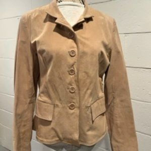 Chadwick's Tan Suede Leather Jacket Button Front Women's (Size 10)